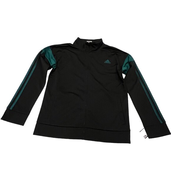 Adidas Boys Stripe Full Zip Track Jacket, Pockets, NWT, Black Green L (14-16) - Picture 7 of 8